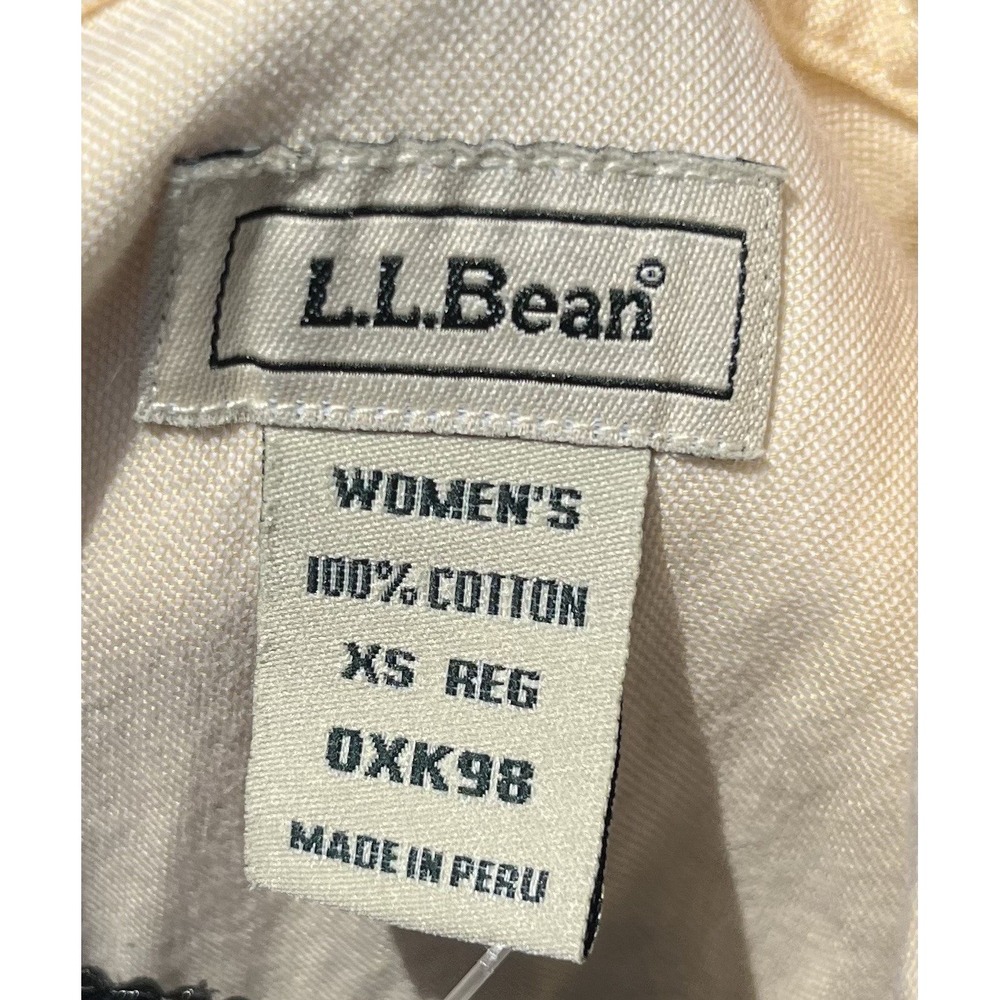 L.L.Bean Womens XS Sleeveless Button Front Shirt Cream Yellow 100% Cotton - Picture 10 of 10